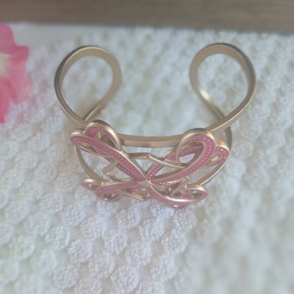 Pink and gold stylish cuff bracelet - Picture 2 of 12